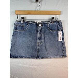 PacSun Butterfly Embroidered Denim Mini Skirt Med Wash Blue Womens Size 26 NWT
